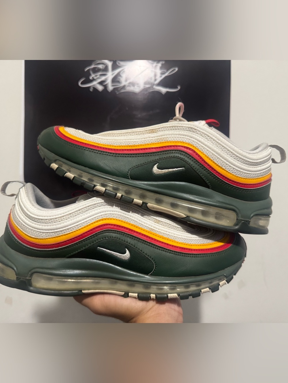 Nike Air Max 97 SE White Evergreen Ratatouille size 10.5 men